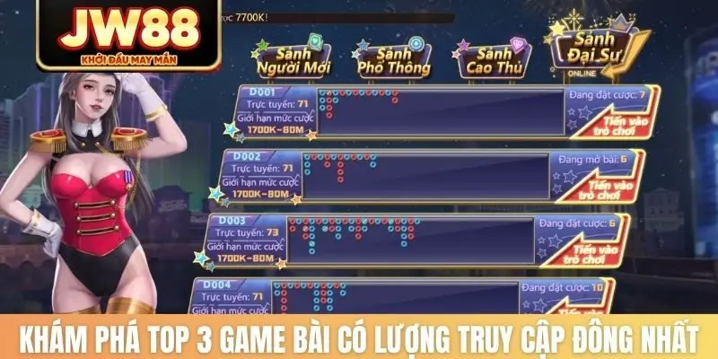 Khám phá top 3 game bài có lượng truy cập đông nhất