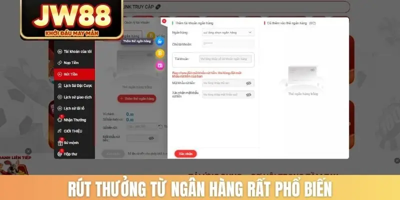 Rút thưởng từ ngân hàng rất phổ biến